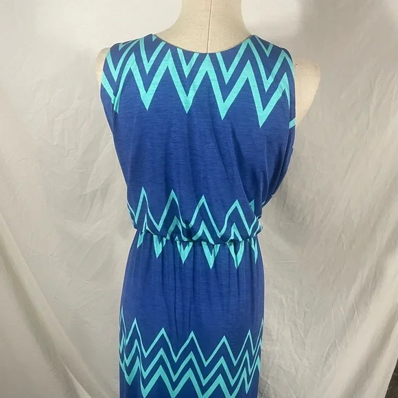 Pixley Summer Maxi Dress Chevron Print Blue Size XL - Picture 6 of 9